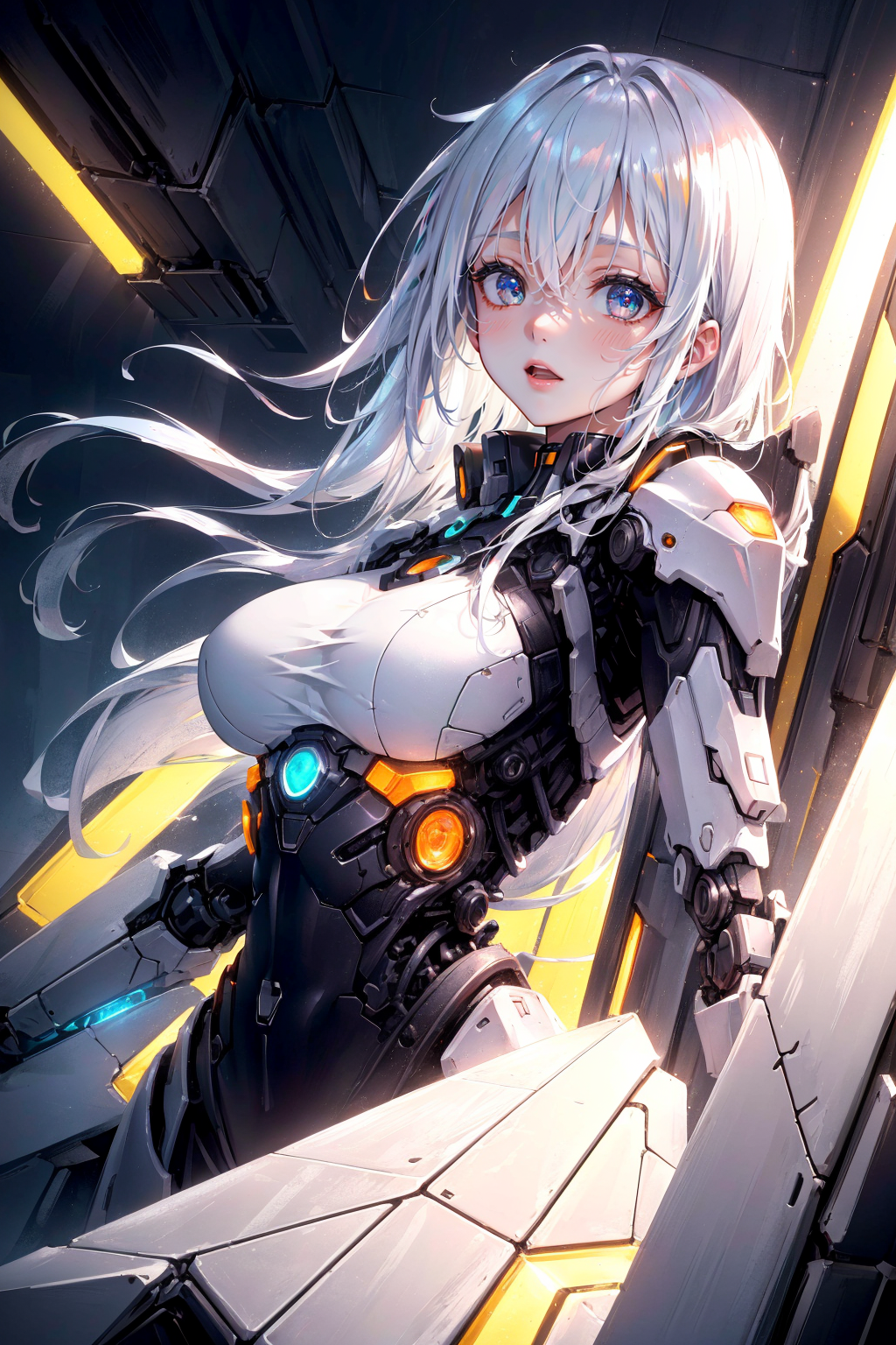 22072245-1774930497-cgmech, upper body, portrait, robot,white orange armor, white shimmering hair, neon light, 8K, RAW, best quality, masterpiece, u.png